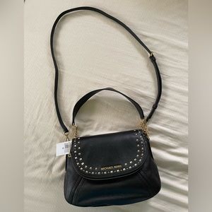 NEW Michael Kors Aria Studded Black Leather Shoulder/Crossbody Bag